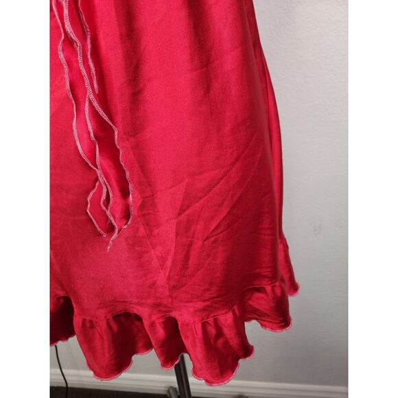 Victorias Secret Angels RED Babydoll Mini Dress S Bow Lace Trim Milkmaid Fairy - Picture 5 of 11